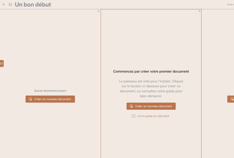 Créer un document à partir d'un panneau vide